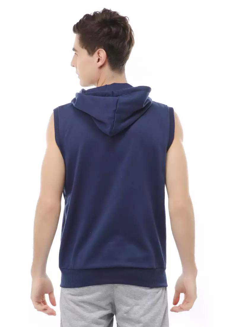 Clover Outerwear Pria Jaket Rompi Zipper Polos Material Fleece ORIGINAL - Navy