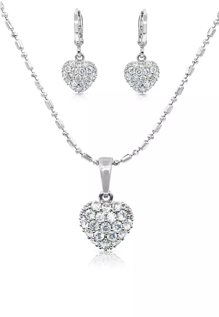 White gold necklace on sale and earring set