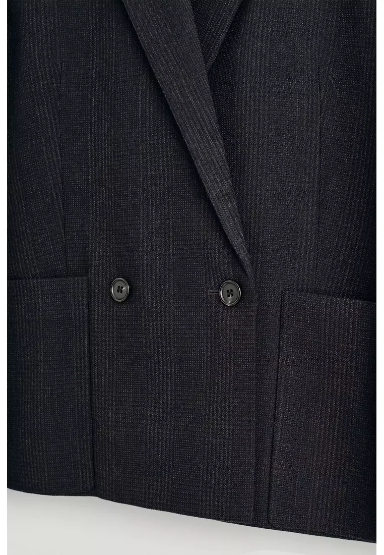 CHECKED DOUBLE-BREASTED BLAZER