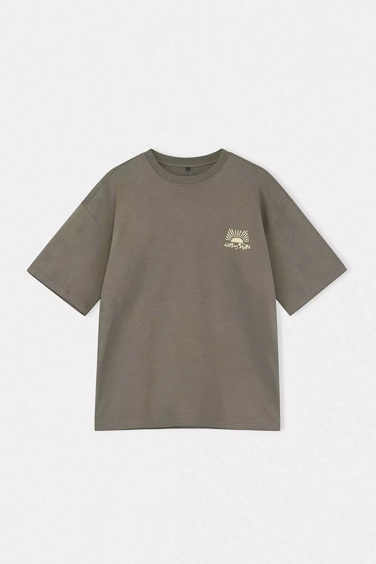 Khaki Unisex Oversized /Wide Cut Printed 100% Cotton T-Shirt Tmnss25Ts00031