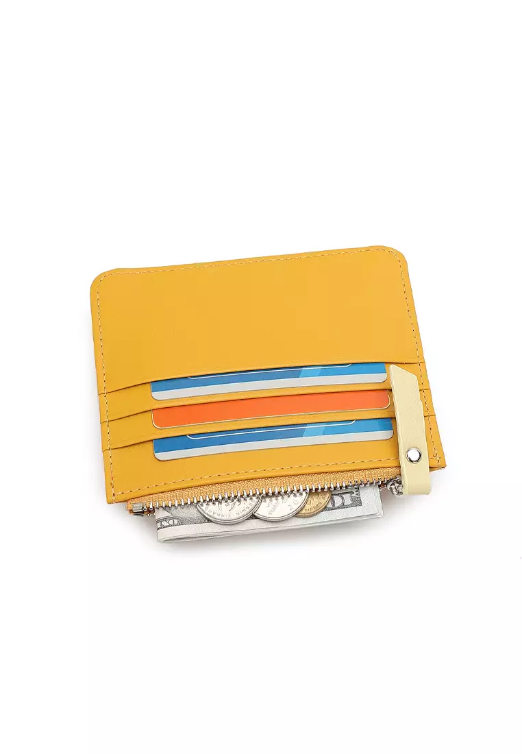 Women's Card Holder With Coin Compartment - Yellow