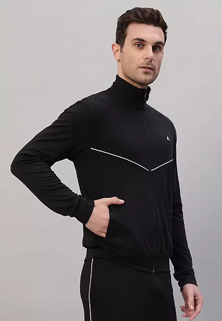 Jaket Track Desainer Pelatihan Hitam Pria