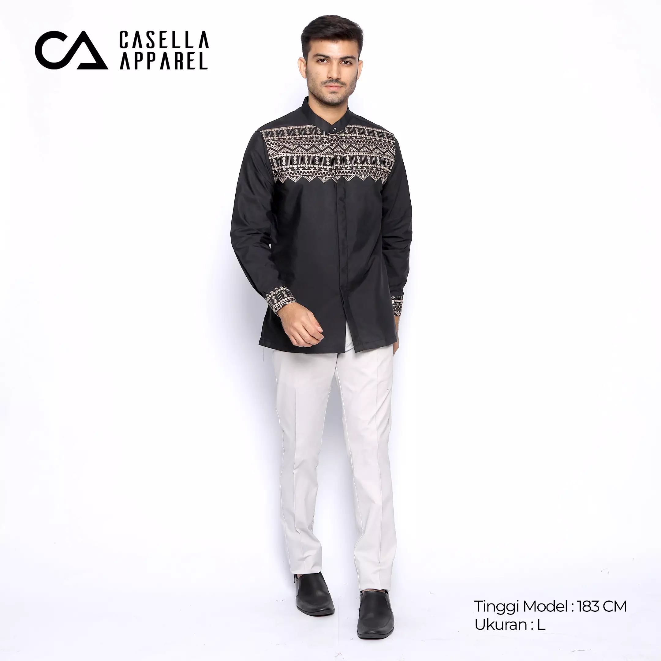 Casella Baju Koko Pria Lengan Panjang Premium Edisi Koko Sultan 9965 Black
