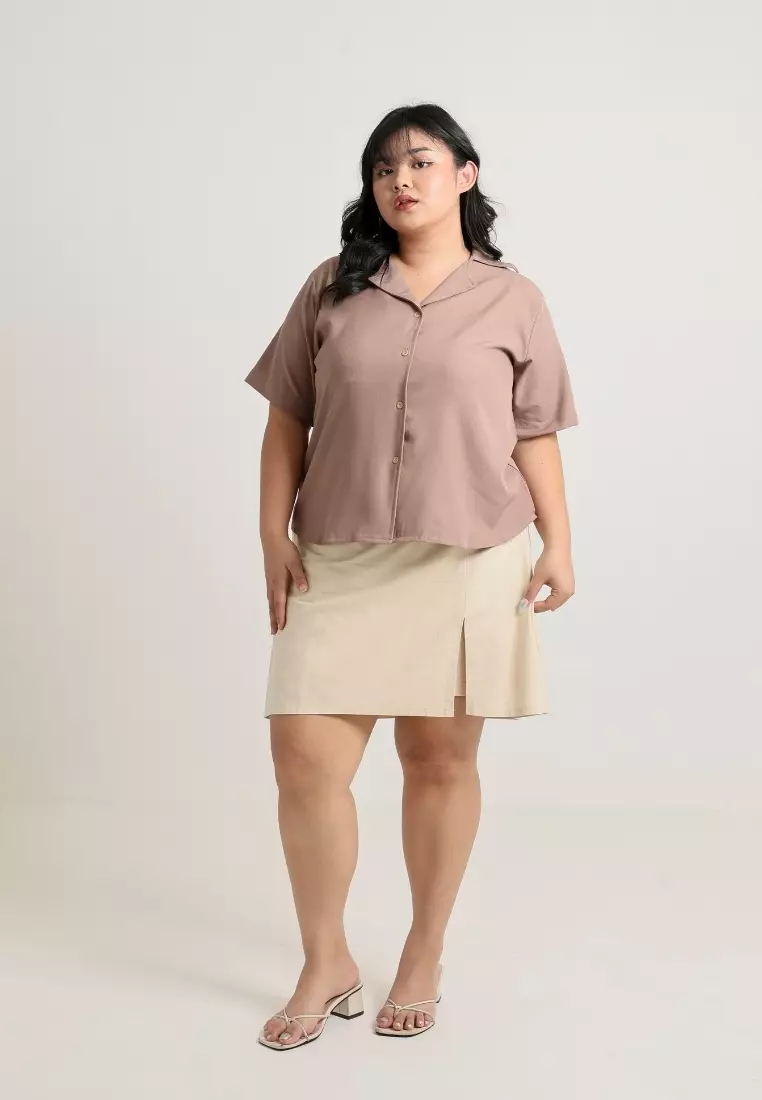 Plus Size Short Sleeve Shirts Fion Toasted Almond