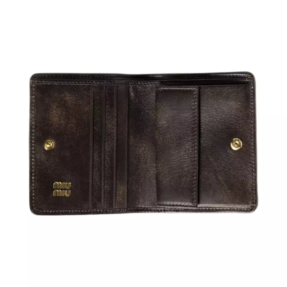 Small Matelassé Nappa Leather Wallet Coffee