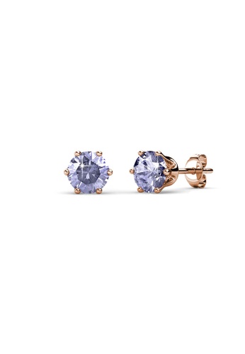 Her Jewellery purple and gold Birth Stone Earrings (June, Rose Gold) - Made with premium grade crystals from Austria E8076AC78EFF73GS_1