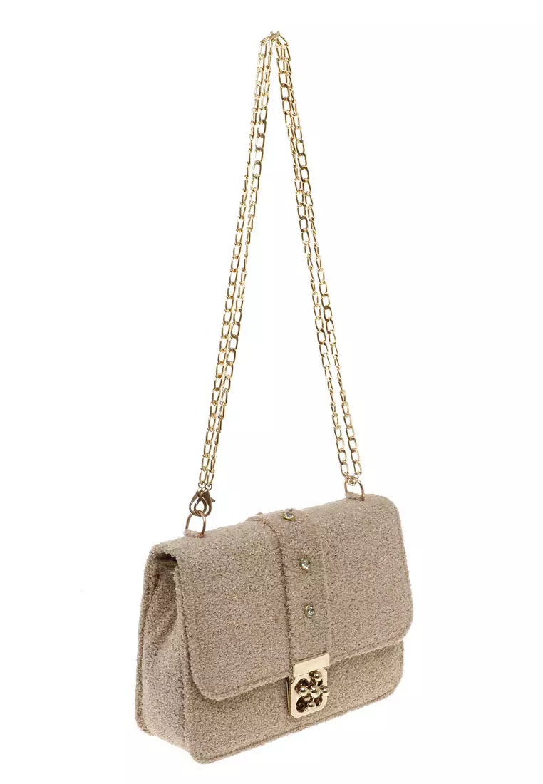 Anxar Slingbags Wanita Tali Rantai Design Casual Premium Quality - Cream