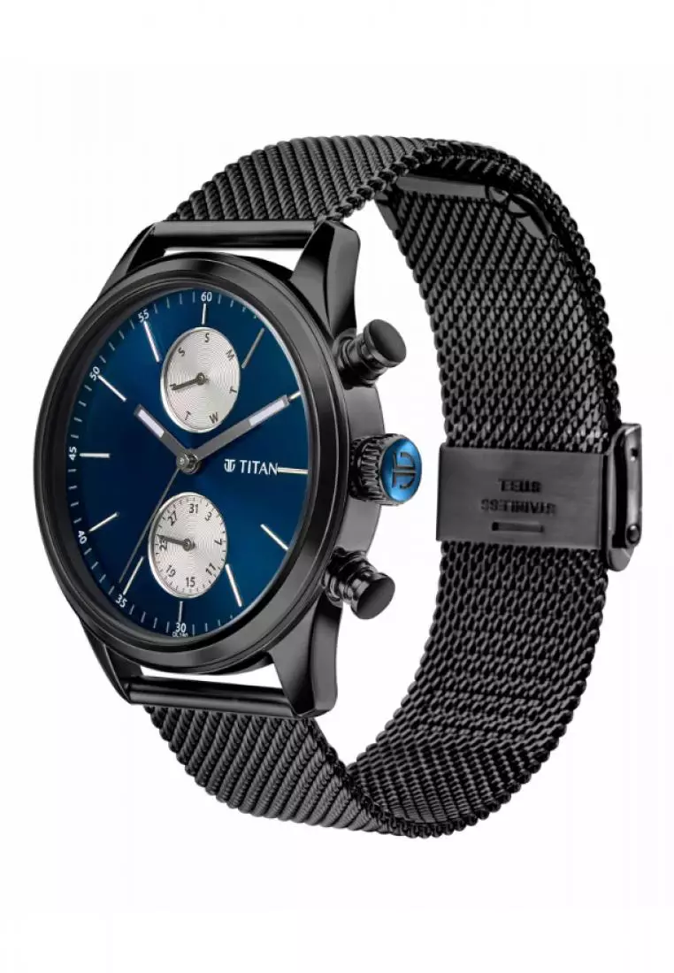 Titan Elmnt Black Stainless Steel Watch For Men TTN1805NM03