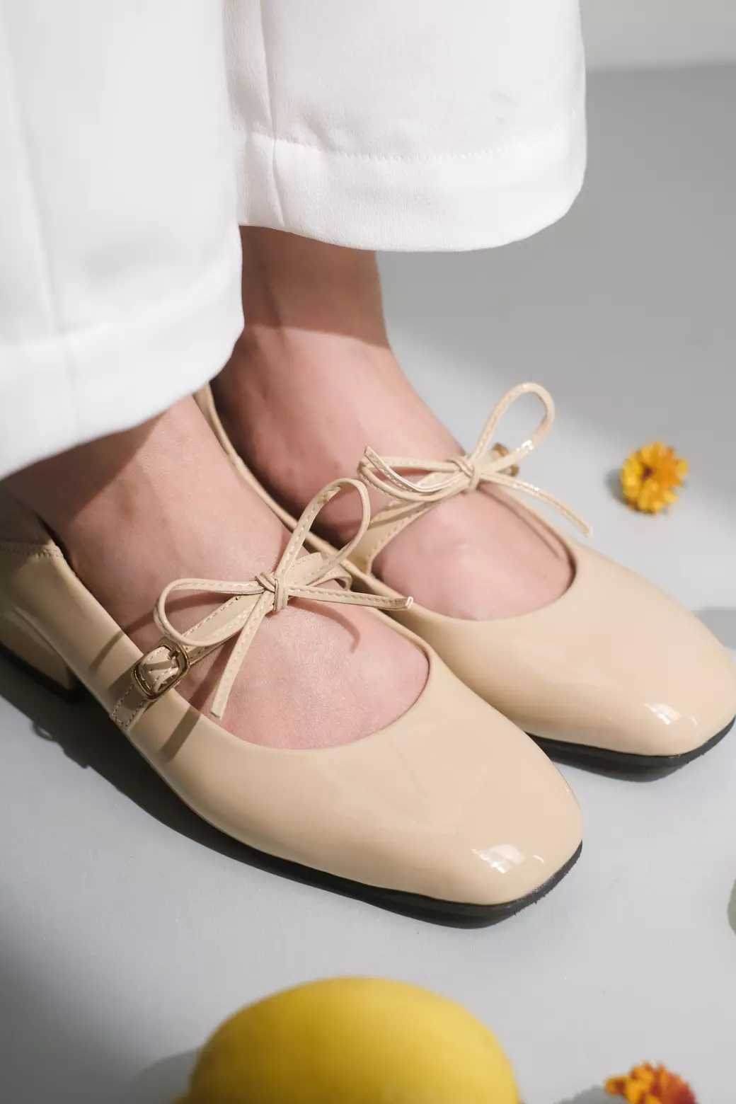 Amelia Women Mary Jane Pump Court Shoes with Bow Foldable Back