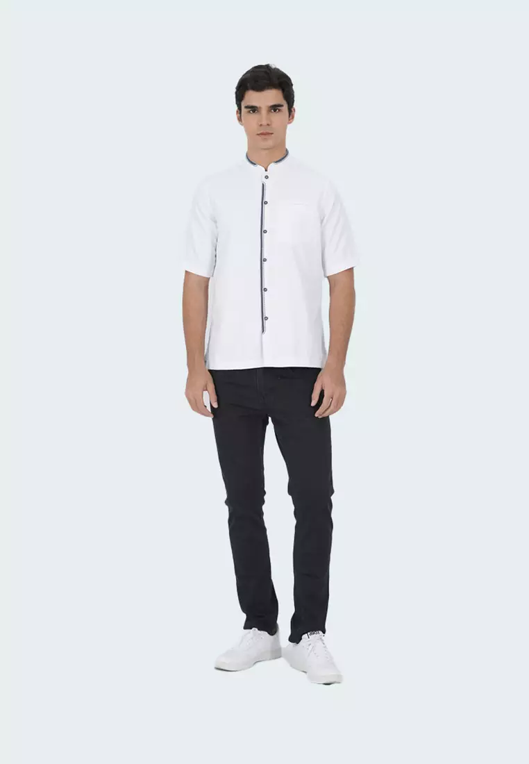 LGS - Baju Koko - Kemeja Casual Pria Regular Fit - Katun - Lengan Pendek - Putih - CSH.283.S2063K.436.C