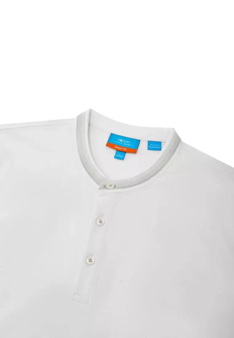 G2000 Non-Iron Pure Cotton Pique Smart Fit Stand Collar Short Sleeve Polo Tee