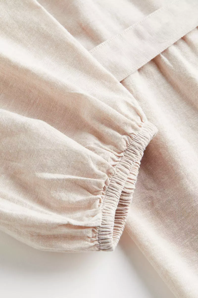 Linen-blend wrap dress