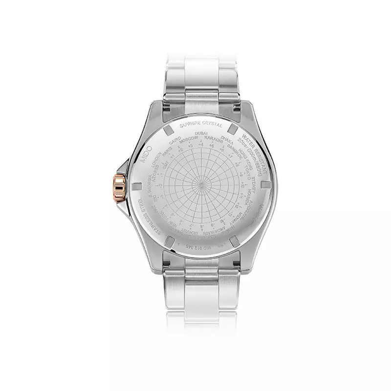 Jam Tangan Pria MIDO Ocean Star M026.629.22.051.00 Captain GMT Black Dial Dual Tone Stainless Steel Strap