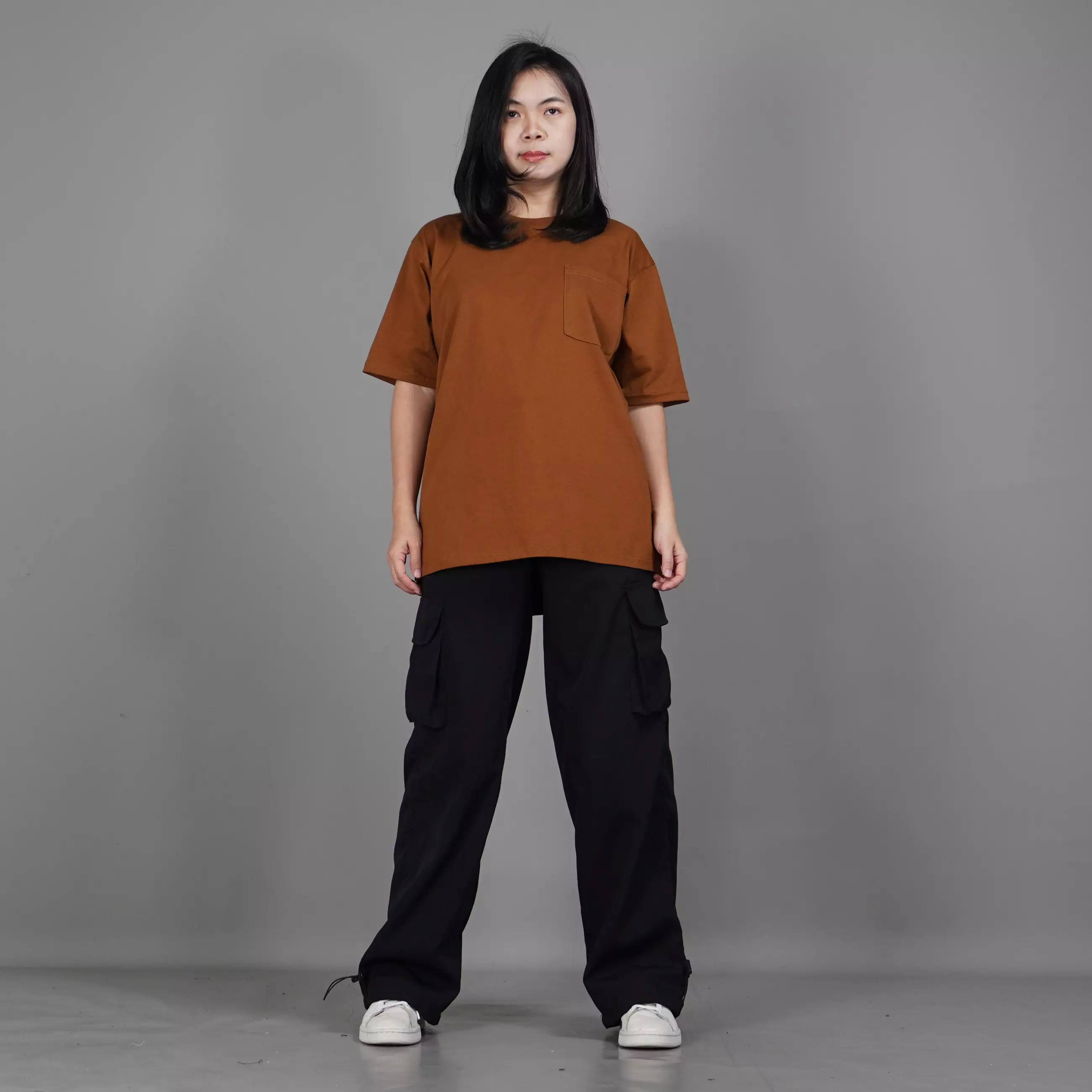  DANIELA Kaos Polos Wanita Oversized T-Shirt Wanita - BRONZE