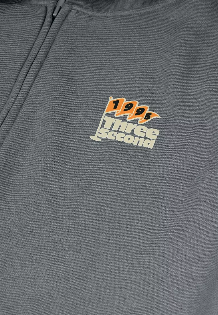 3Second Men's Jacket Zipper Hoodie Sweatshirt Regular Fit Fleece Logo Script Zen C101224