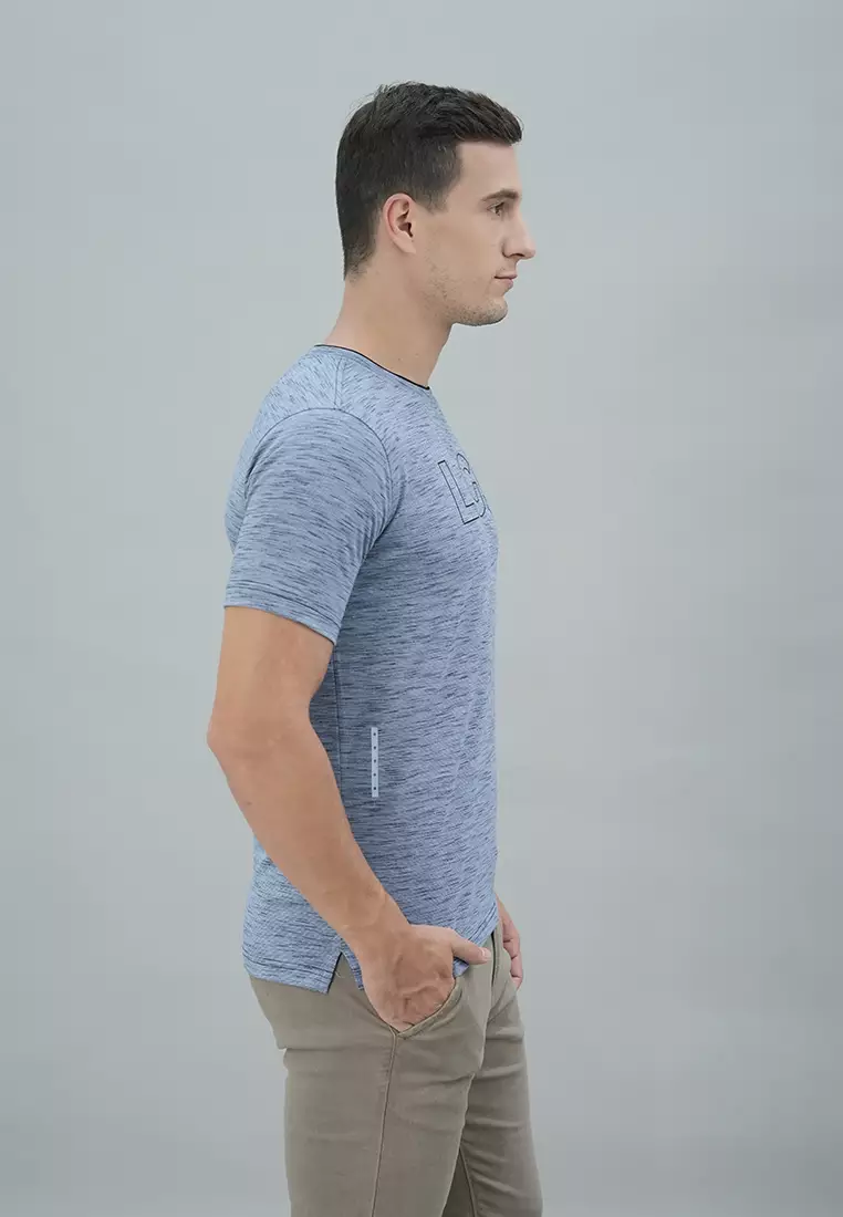 LGS - Kaos Casual Pria - Lengan Pendek - Biru Muda - Gambar Sablon - JTS.323.S3190F.01.C