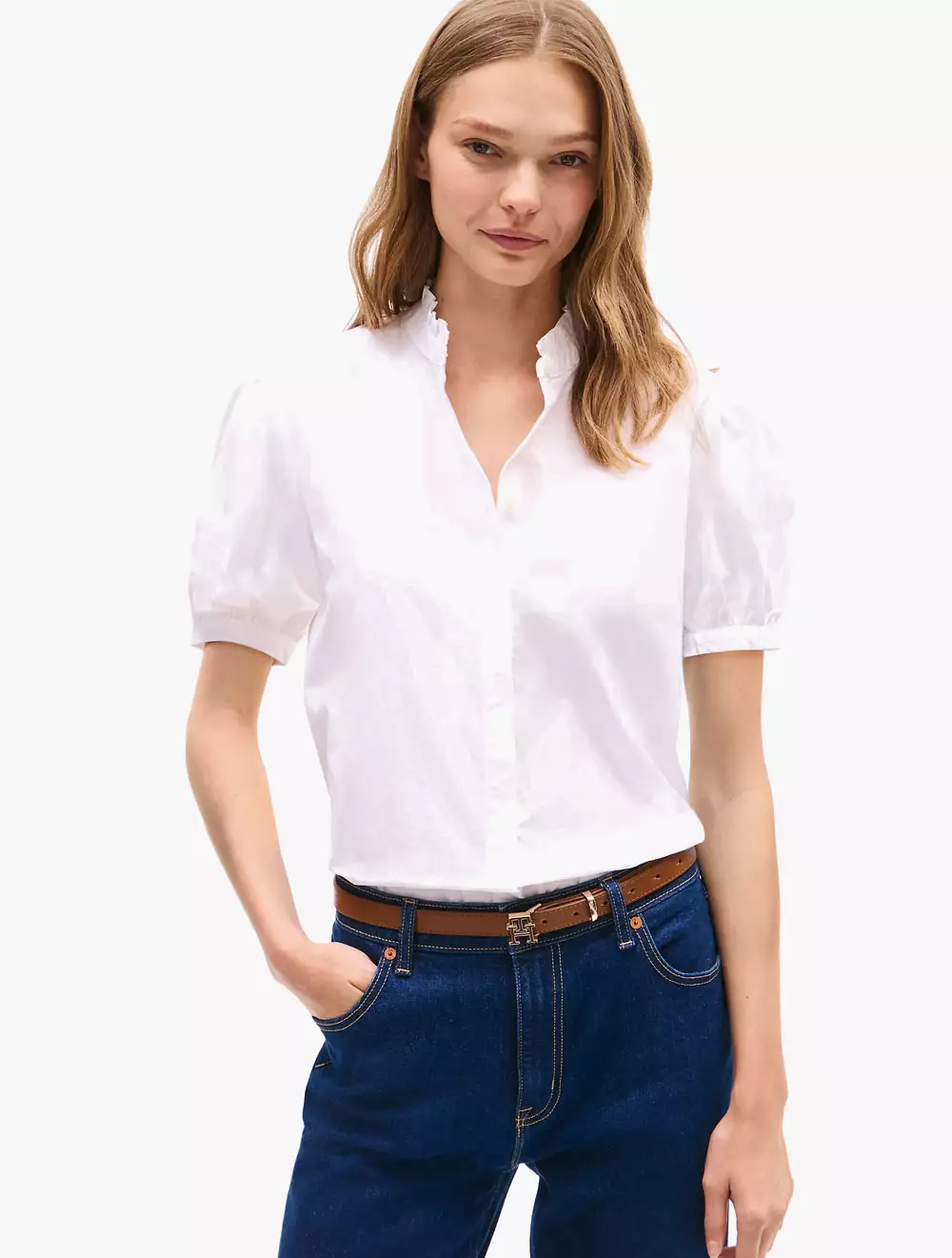 Jual Tommy Hilfiger Tommy Hilfiger Puff-Sleeve Shirt Optic