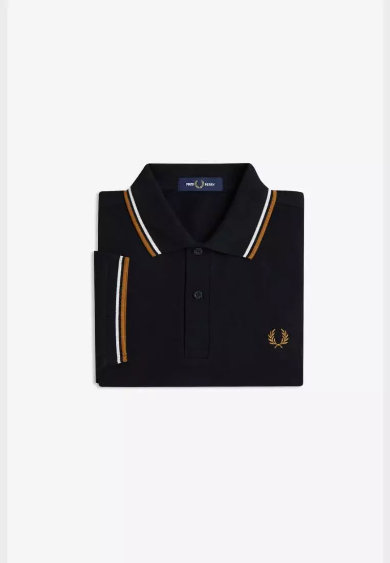Fred Perry M3600 Twin Tipped Fred Perry Shirt (Black / Ecru / Dark Caramel)