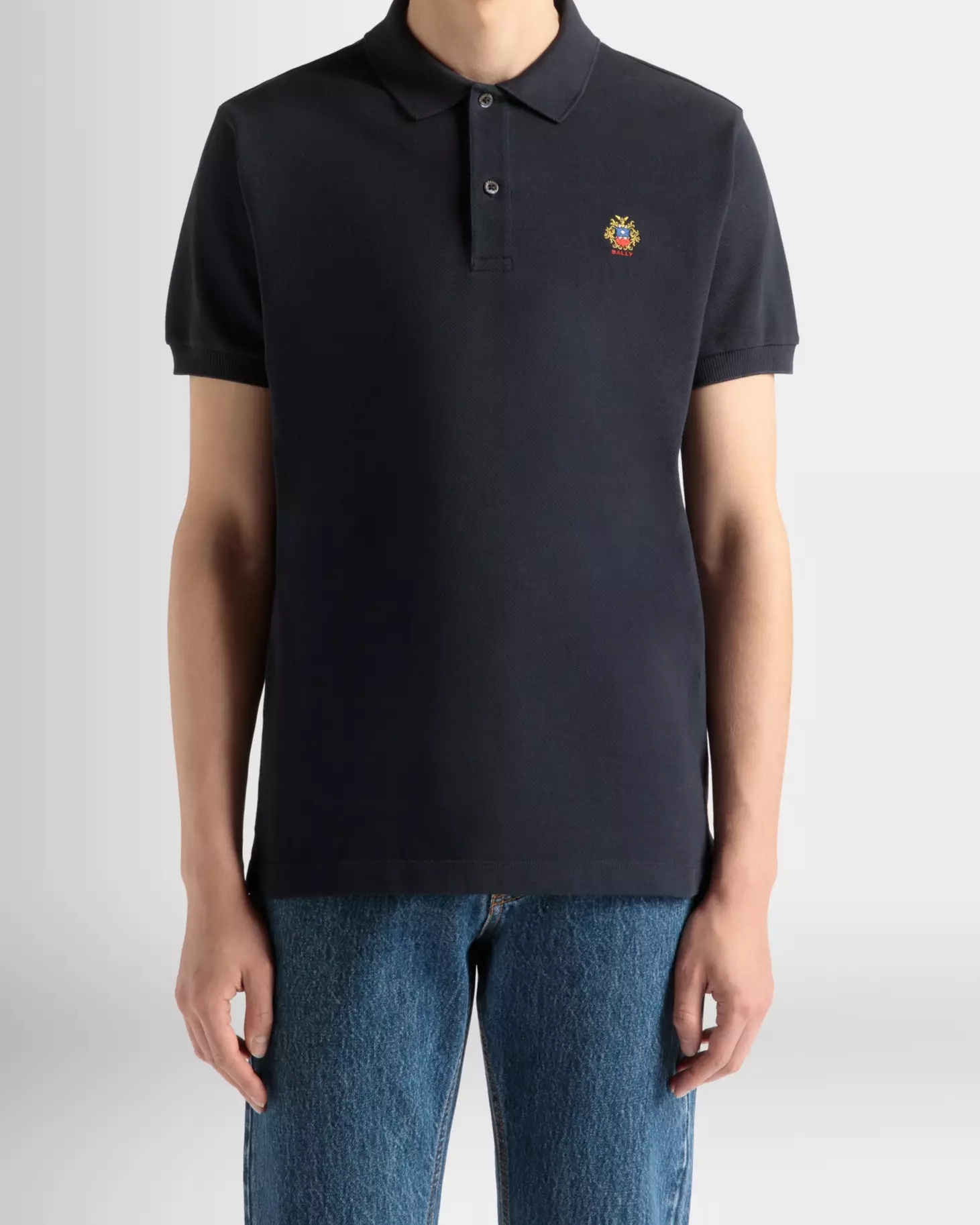 Polo Shirt in Cotton - Navy Blue