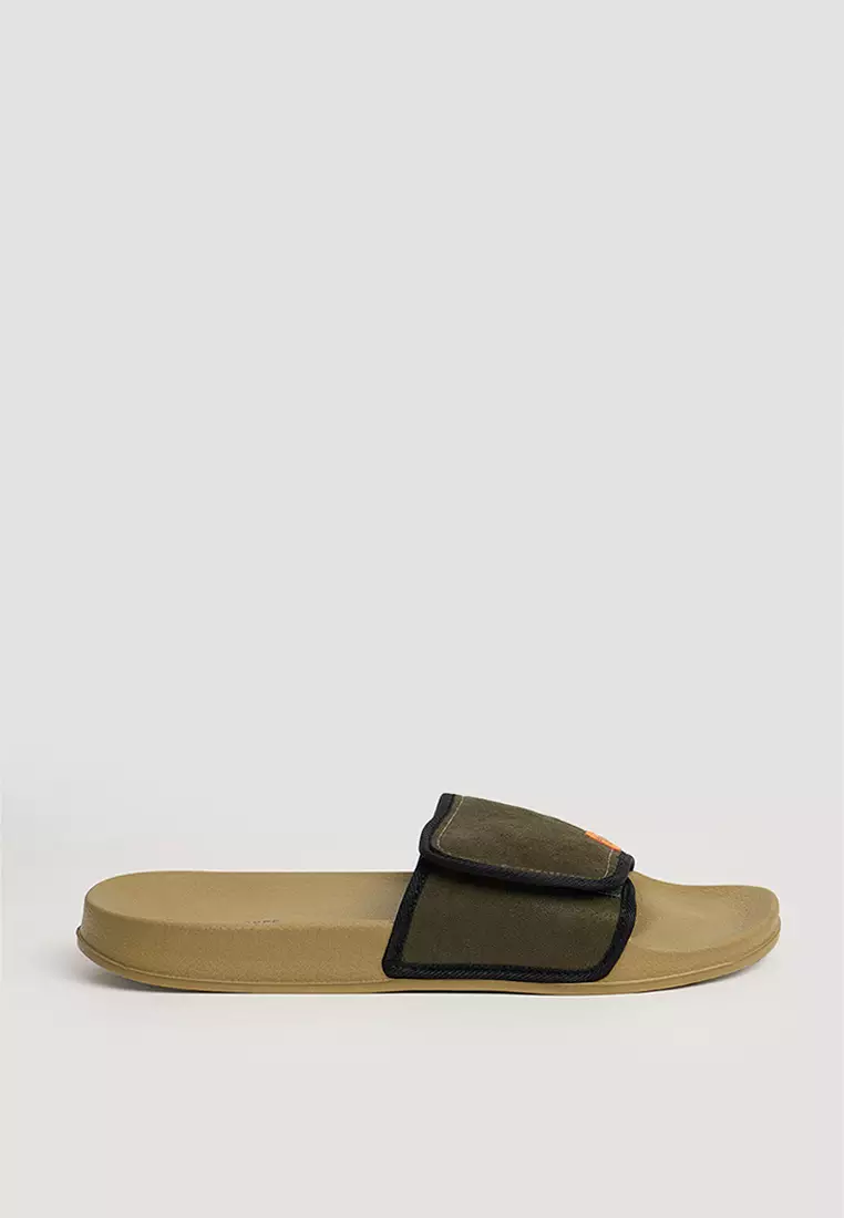 Men's Velcro Slides with Contrast Outsole