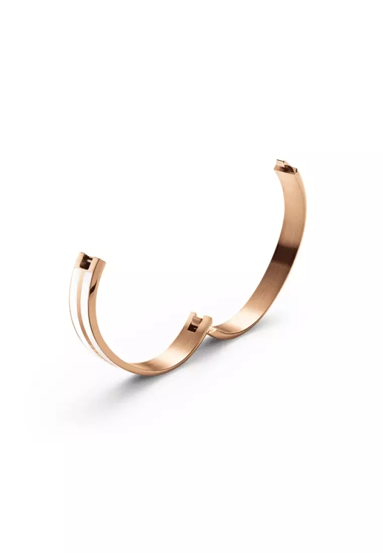 Emalie Infinite White Bracelet Rose gold - DW OFFICIAL - Stainless steel Enamel cuff bracelet for women and men