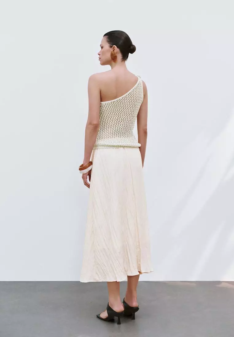 Drawstring Textured Midi Skirts