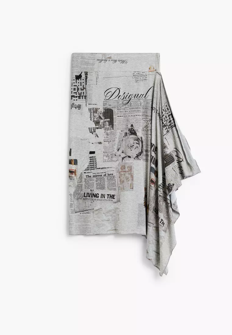 Asymmetric Printed Skirt