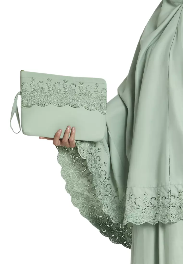 Kiera Mukena Pasteleena Jumbo Berenda Motif Polos Wanita - Forest Green