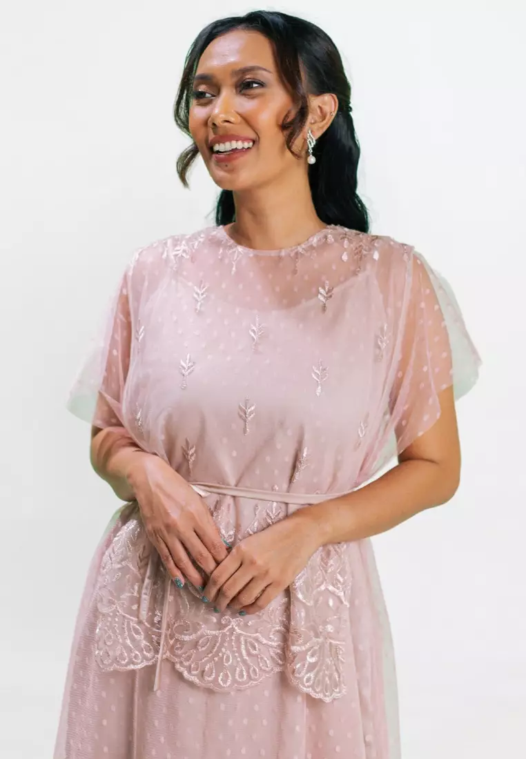 Nayara Dress Tulle Mahisa Dusty pink Gamis Muslim