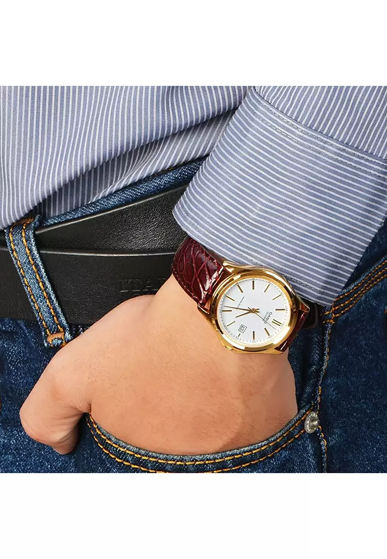 Couple Analog Watch MTP/LTP-1183Q-7A Brown Leather Strap