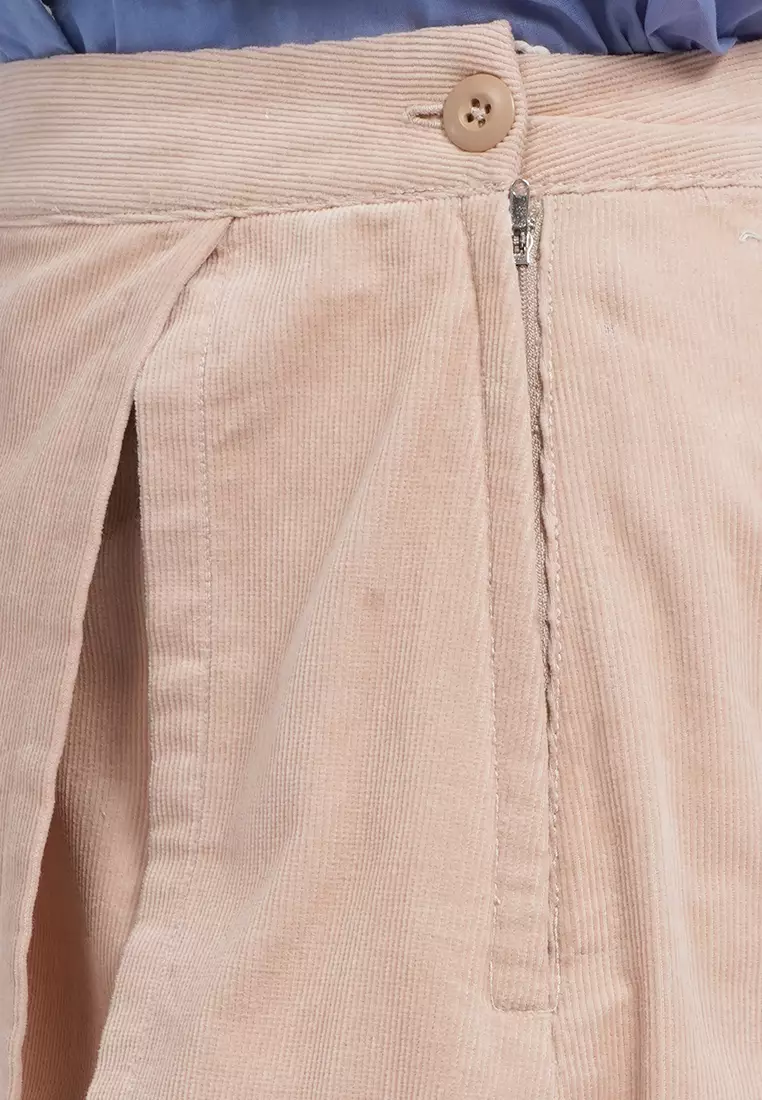 Buttoned Side Pocket Mini Skort TAUPE