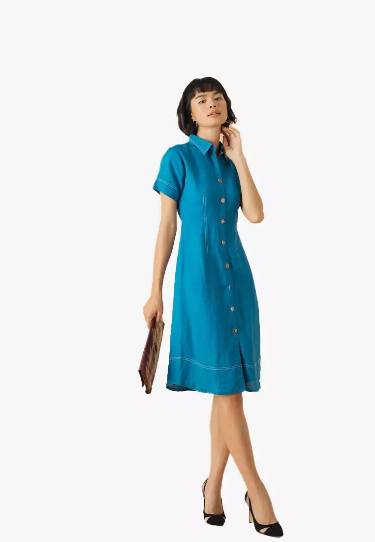 chinese dress ladies Women's Linen Shirt Dress – Sacoor Brothers Malaysia