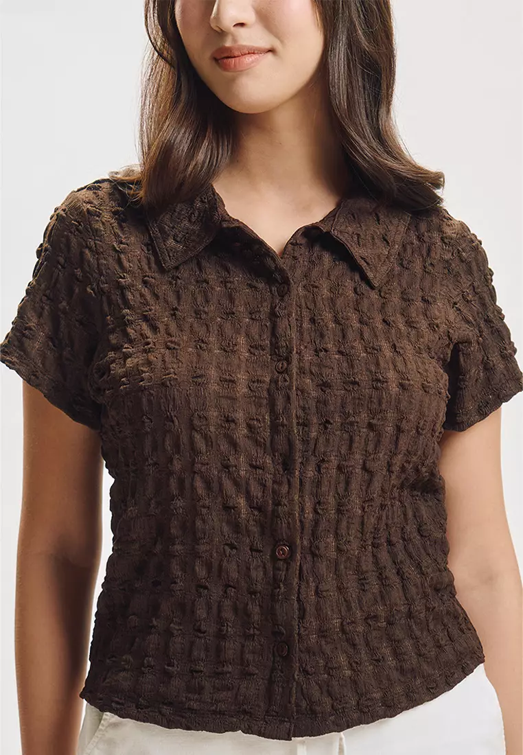 Textured Semi-Cropped Polo