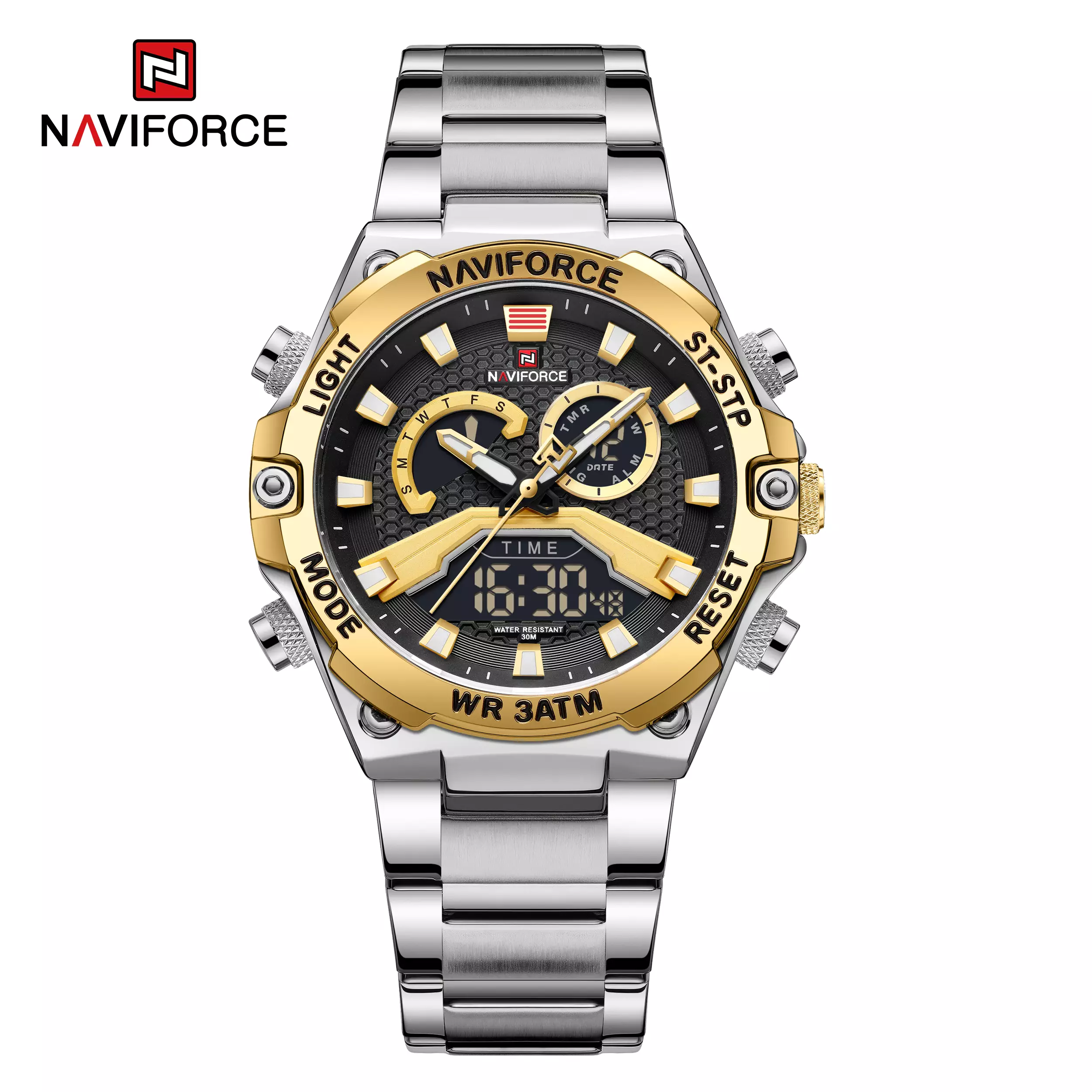 Jam Tangan Pria NAVIFORCE 9207 Analog Digital Stainless Steel