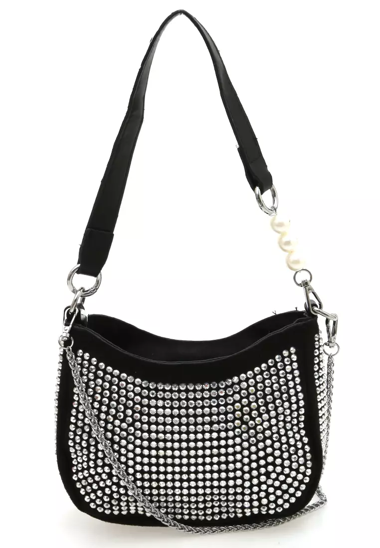 Eilaria Tas Selempang Wanita Shoulder Bag Pesta Desain Elegan Material PU Leather ORIGINAL - Silver