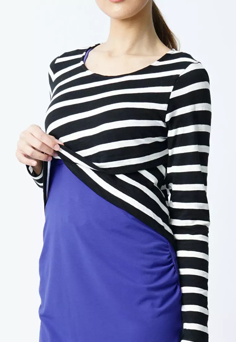 Buy 9months Maternity Black Maternity Two Piece Nursing Dress