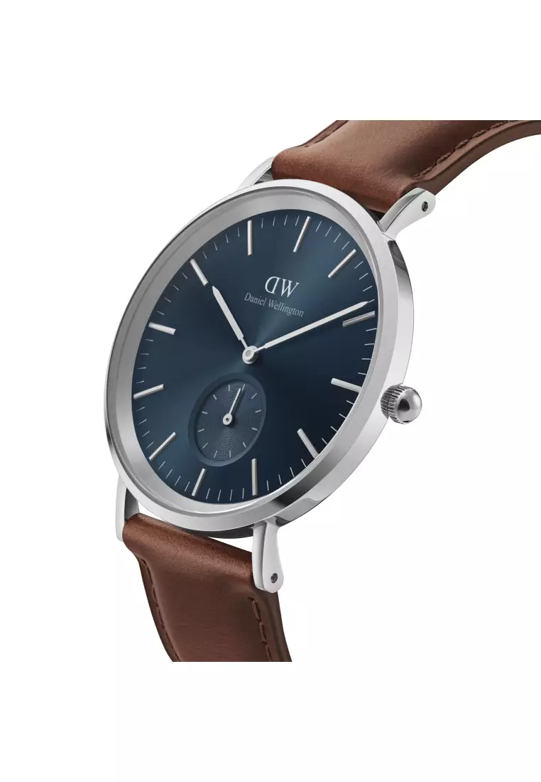 Classic Multi-Eye 40mm St Mawes Arctic Silver Blue Dial - Multi Eye Watch for men - Stainless Steel Leather Strap Watch - Fashion Watch - DW Official - Authentic