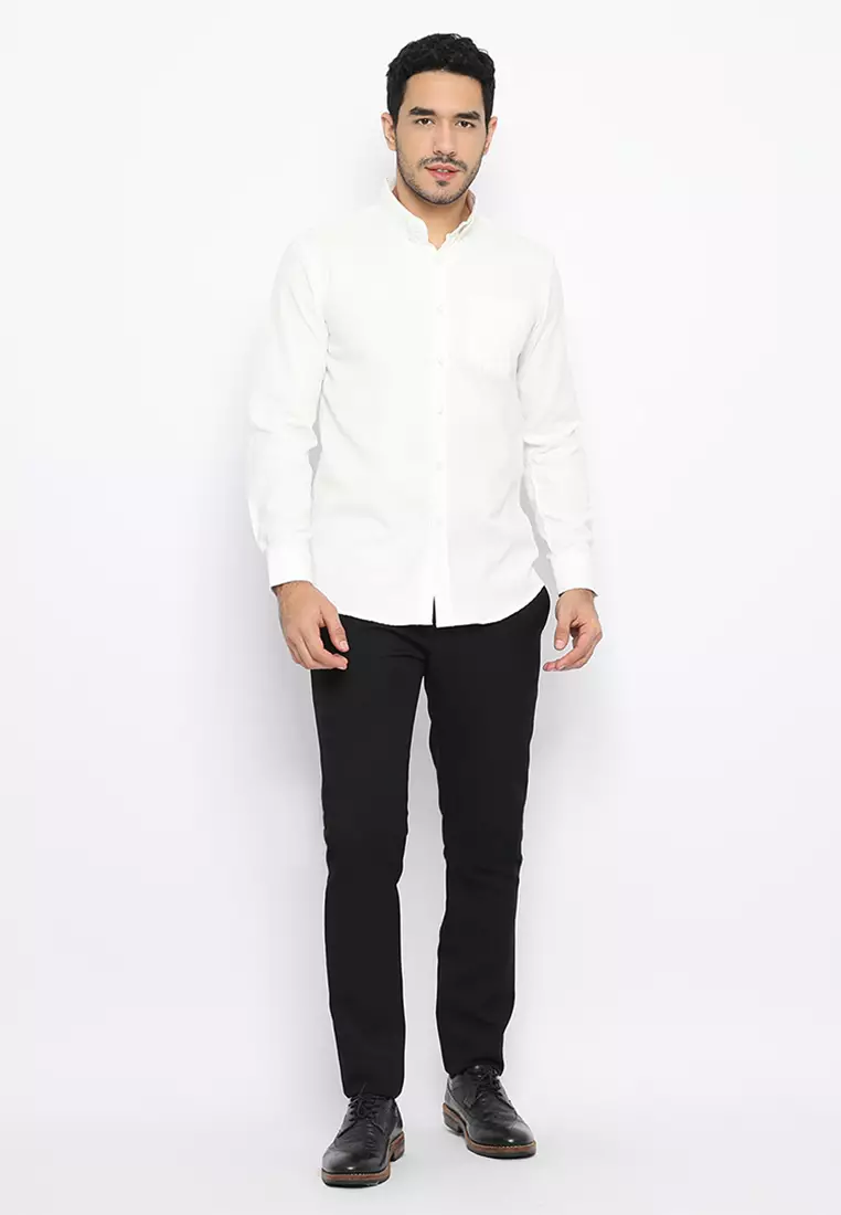 Kemeja Pria Oxford Lengan Panjang - White