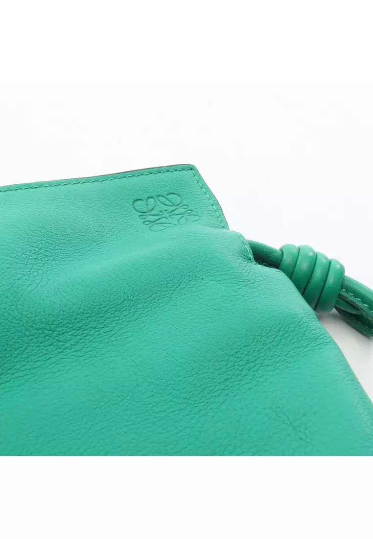 Pre-Loved LOEWE flamenco clutch mini Shoulder bag leather green