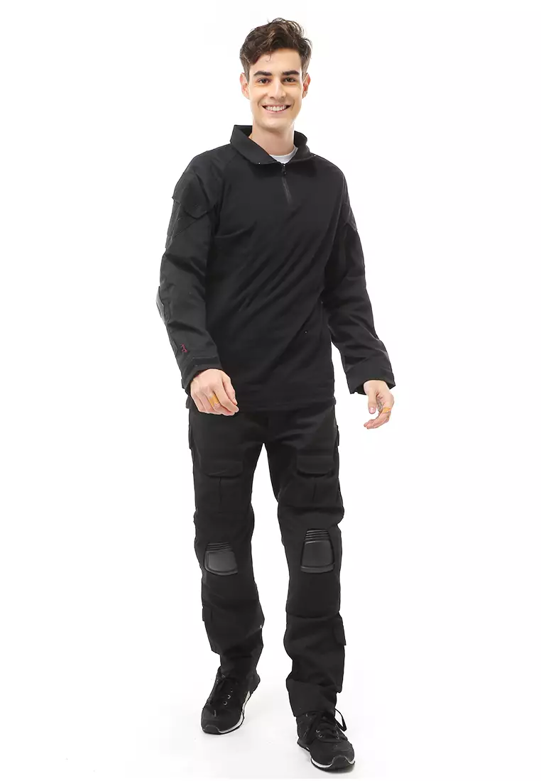 Clover Pakaian Baju Airsoft Paintball Military Long Sleeve Material Soft Fabric ORIGINAL - Black