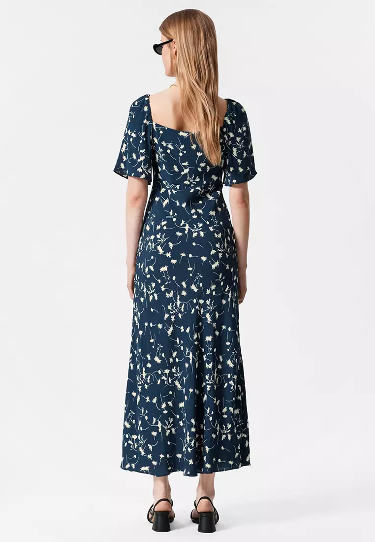 Flutter-Sleeve Midi Dress