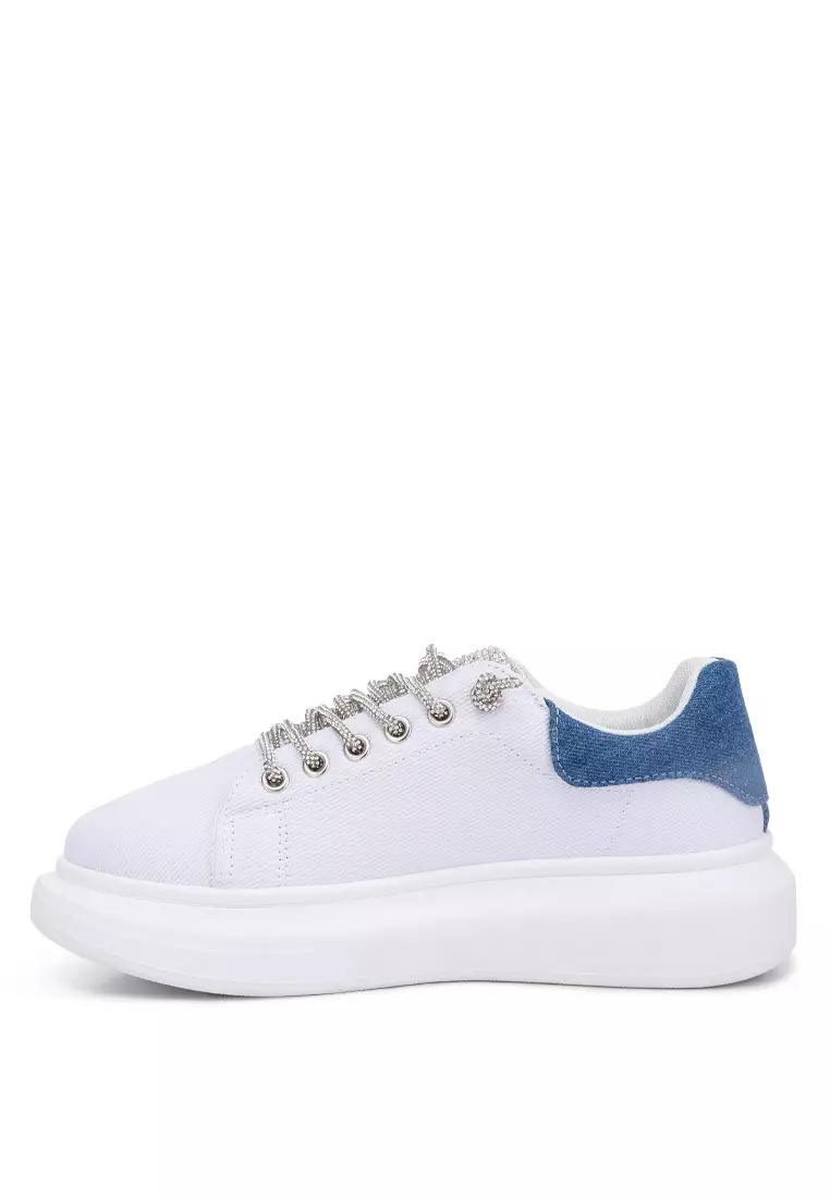 London Rag White Rhinestone Laced Sneakers 2026 | Buy London Rag Online ...
