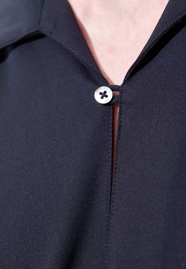 Black Loop Fastening Shirt