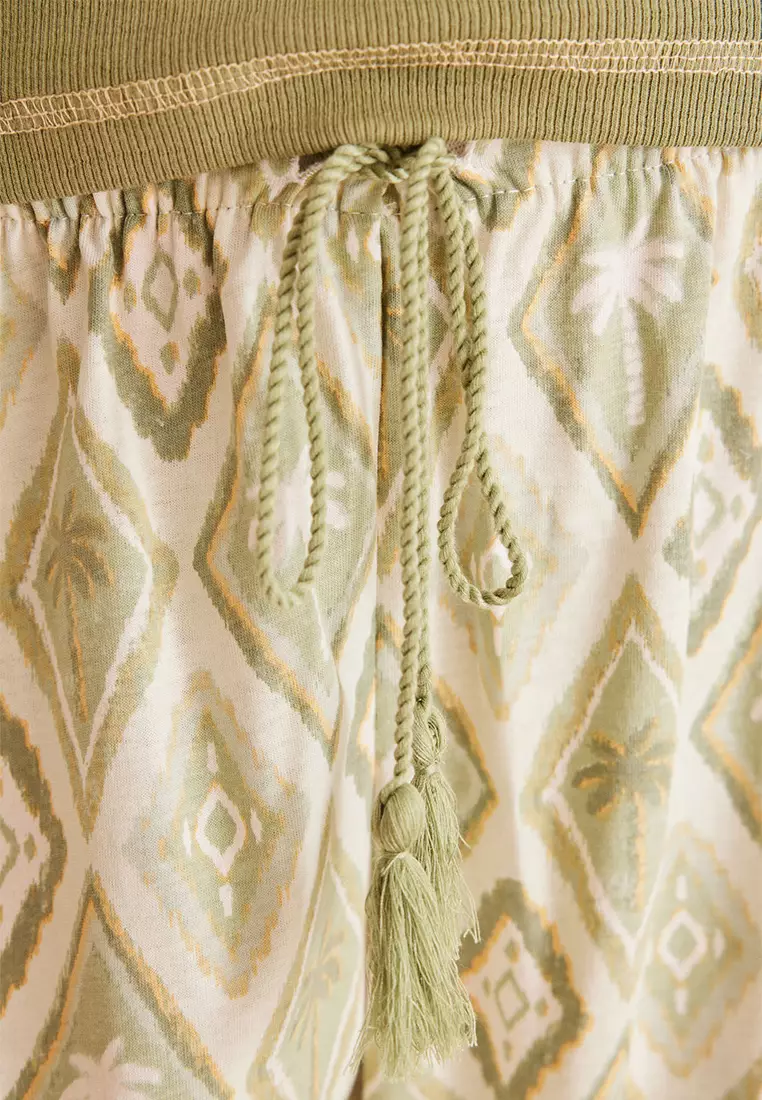 Pajama Pants With Palm Print