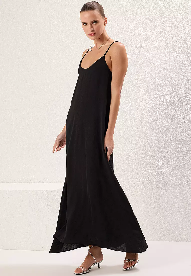 V-Neck Strappy Midi Dress