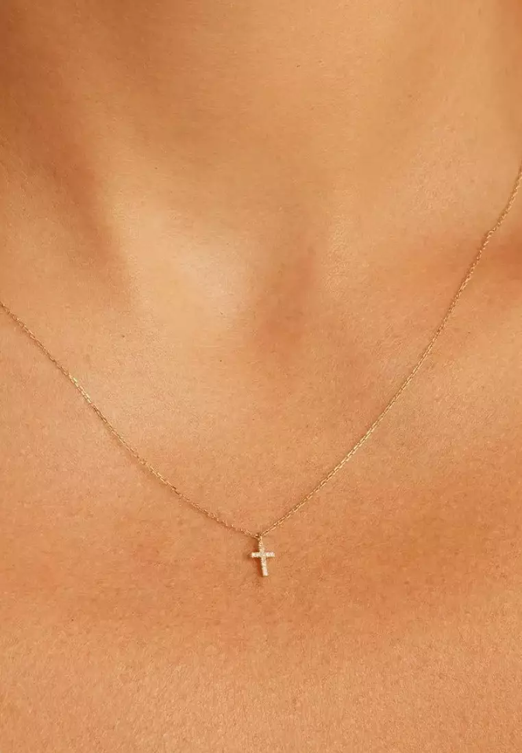 Piccino Diamond Cross 18K Gold Necklace