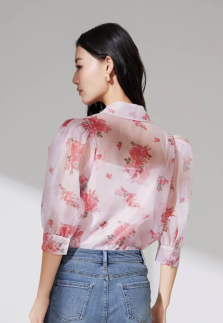 Loose Floral Summer Chiffon Blouse