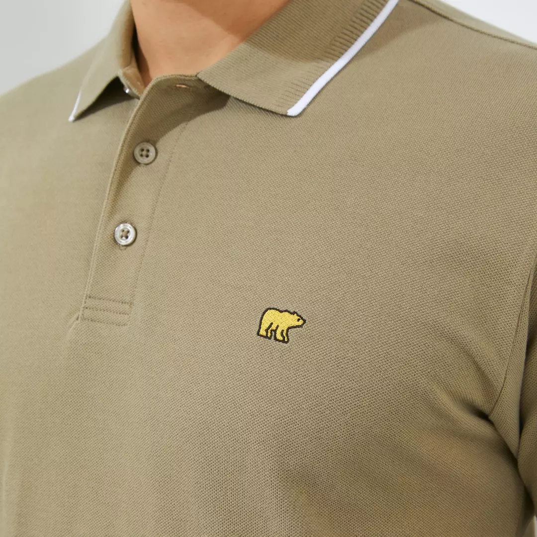Jack Nicklaus Mandela Polo Shirt Pria Regular Fit Khaki Colour Khaki
