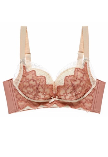 QuestChic white and pink and multi and beige Dana Non-wired Wide Band Push-up Bra 541DAUS99C87BBGS_1