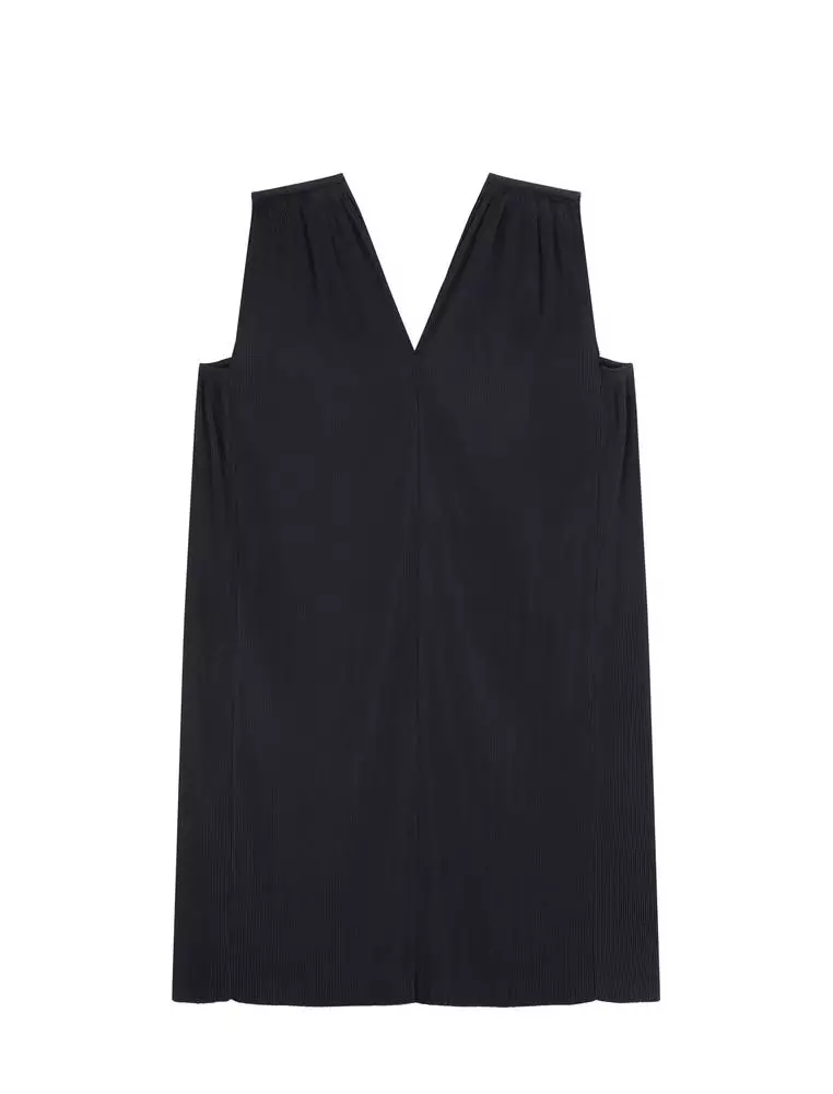 A-Line Pleated Sleeveless Dress